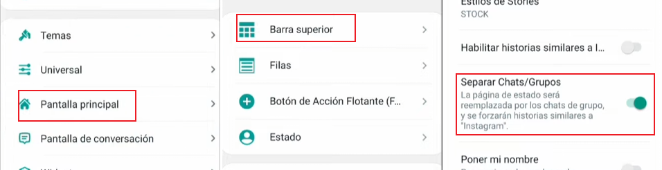 Cómo separar chats individuales de grupos en WhatsApp Plus